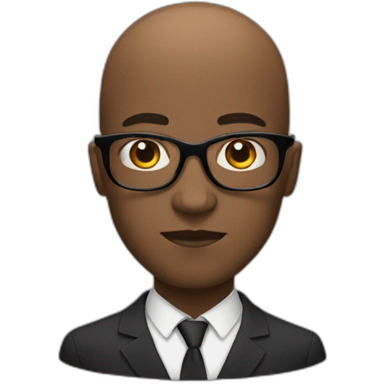 Serious black men with glasses and small eyes and bald emoji