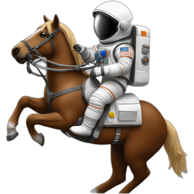 Astronaut with helmet shut riding a wild horse emoji