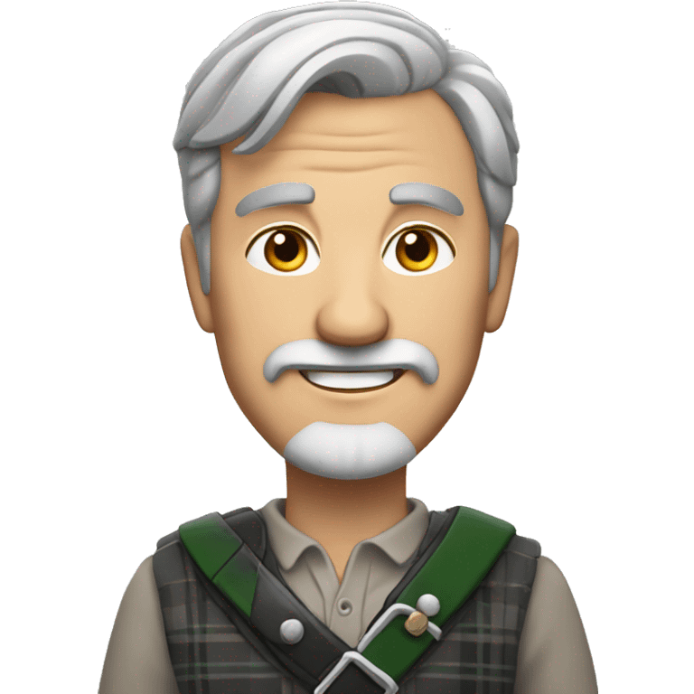 grey haired man, in a kilt , grey beard. smiling hard emoji