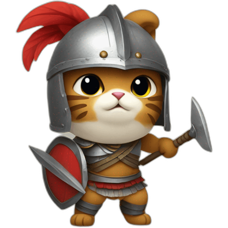 cat dressed as an hoplite emoji