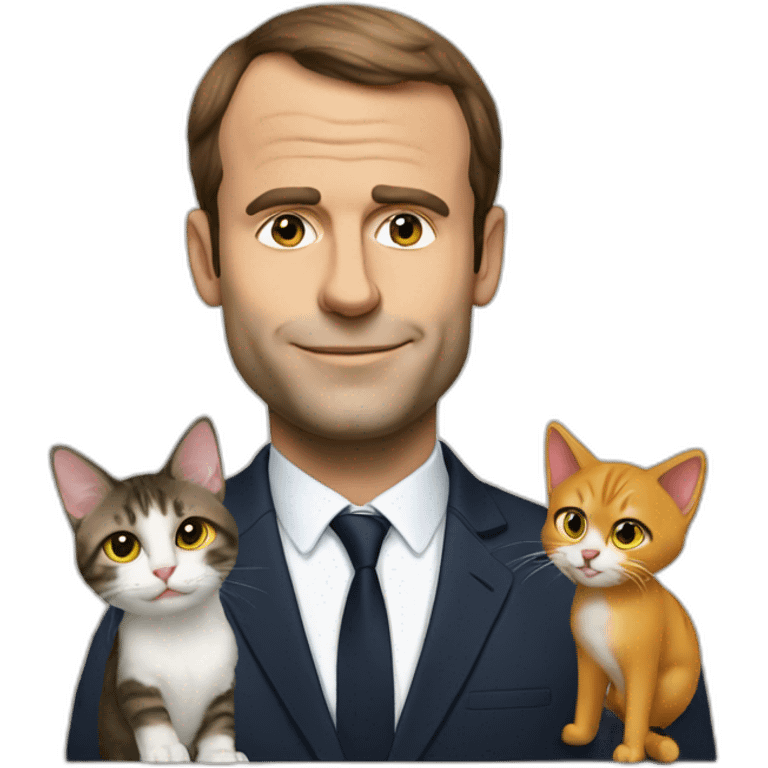 macron with a cat emoji