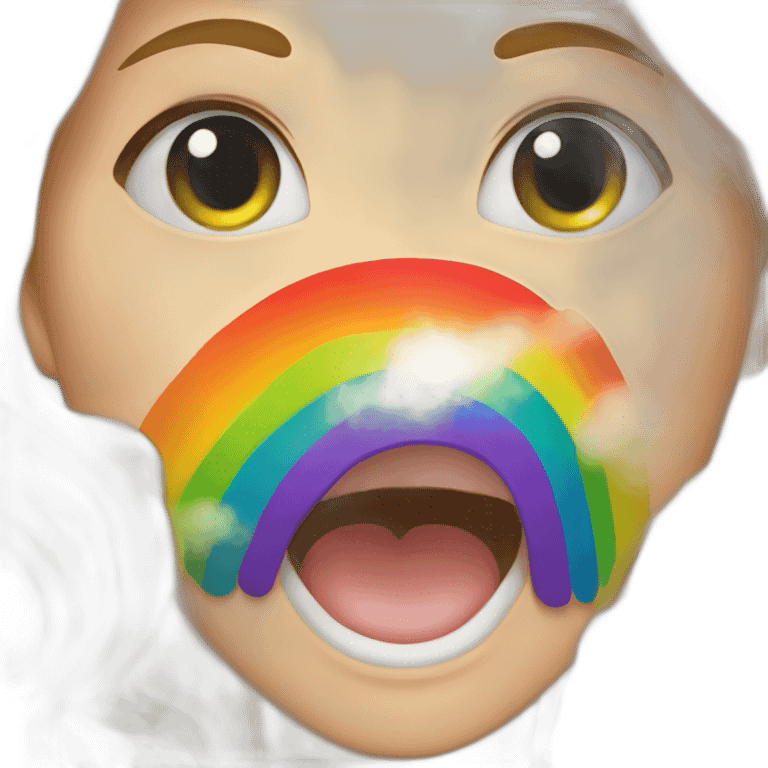 Rainbow coming from girl's mouth emoji