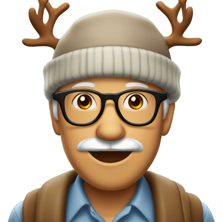 60 years man who wears glasses and a Rudolf’s the reindeer hat emoji