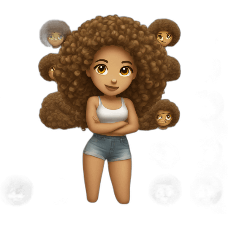 Light skin girl orangeafro squat emoji