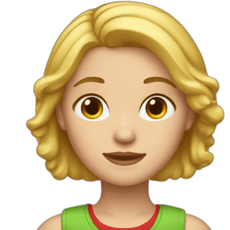 Blond-brown hair girl red wear working emoji