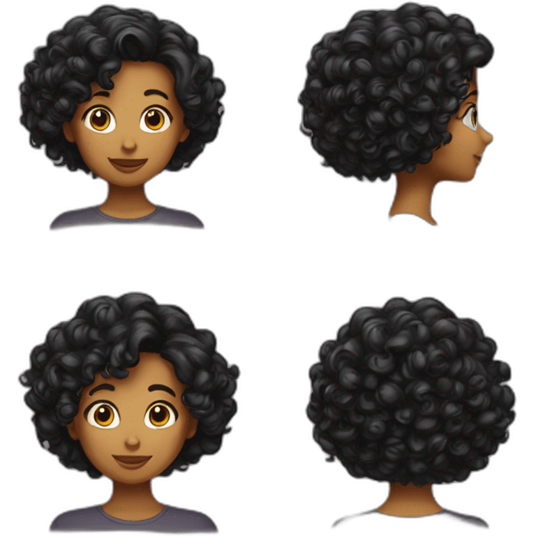 Fille noir cheveux bouclé emoji