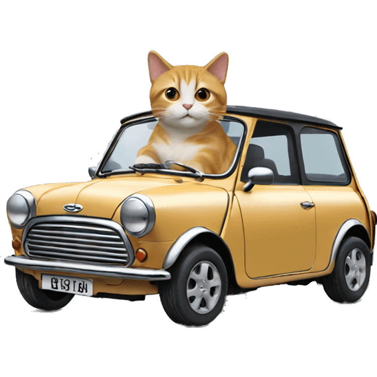 Cat driving Austin mini car  emoji