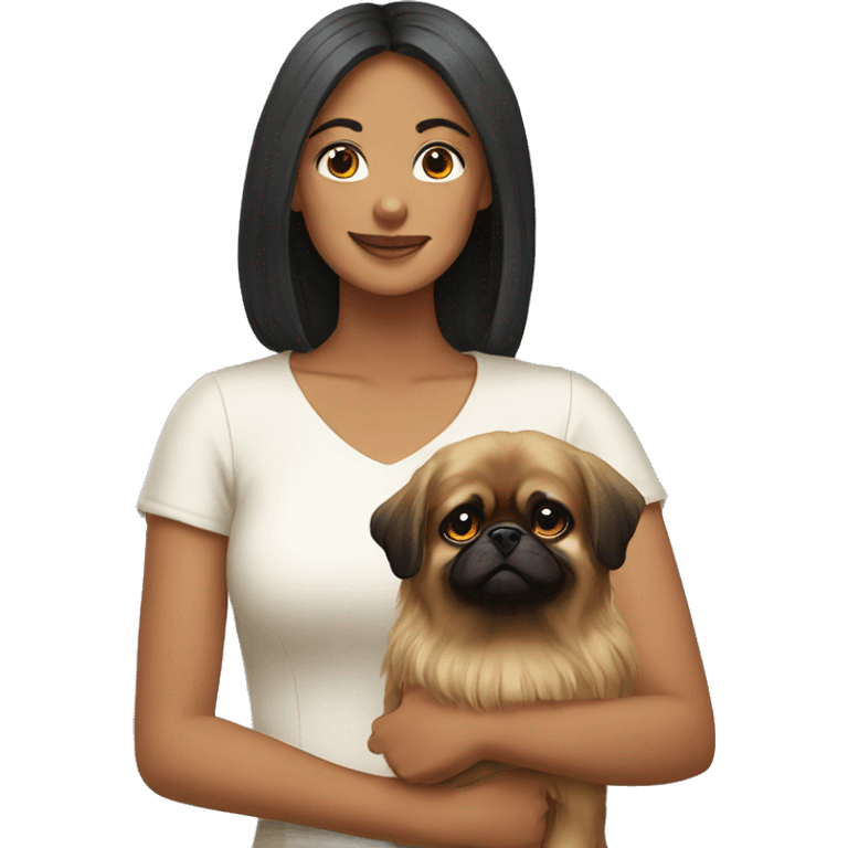 Women with Pekingese emoji