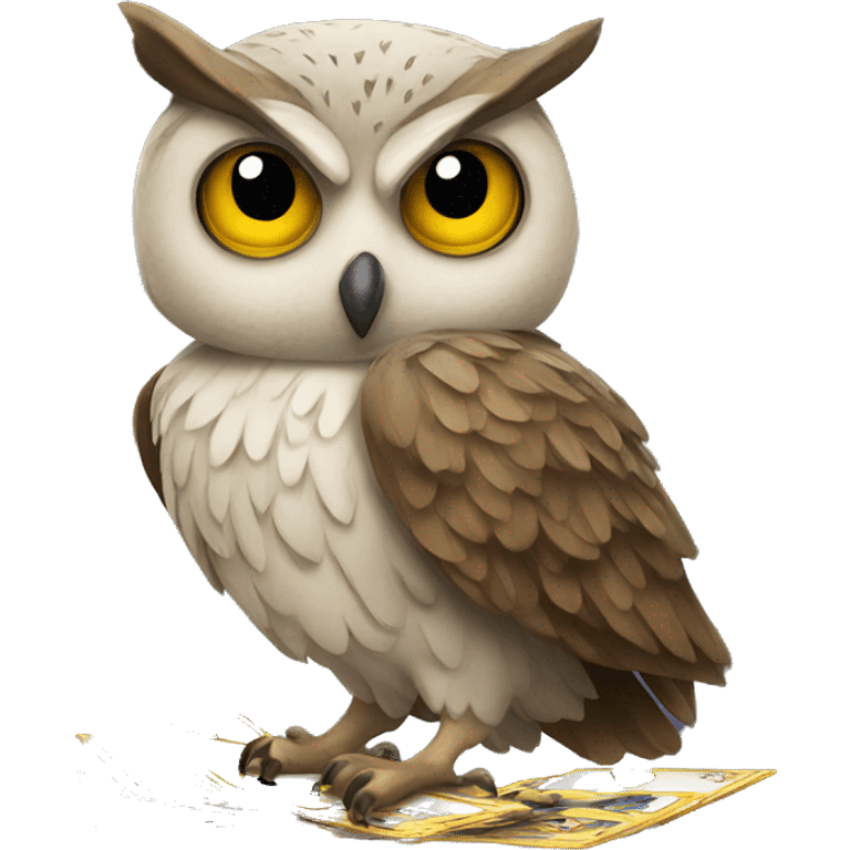 Owl with tarot cards  emoji