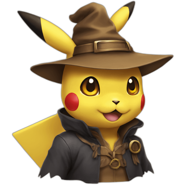 pokemon pikachu with hat witch emoji