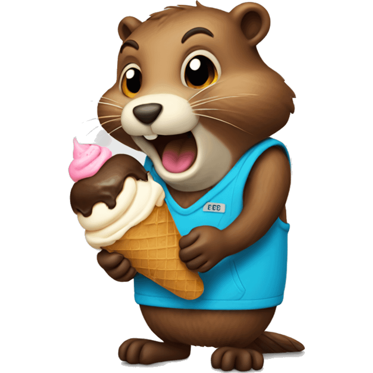 Beaver eating ice cream emoji