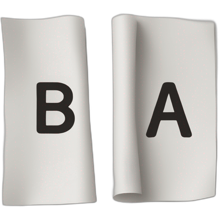 two pieces of paper, one next to each other, in one of them it says A, in the other, B. emoji