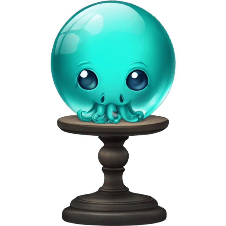 crystal ball with turquoise cute little octopus clinician emoji