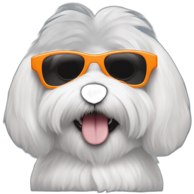 Coton de Tulear oreille orange with sunglasses emoji