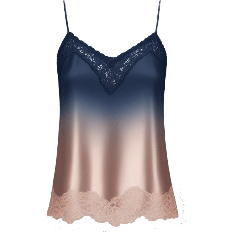 Realistic rose gold to Navy ombre silk lace camisole blouse isolated.  emoji