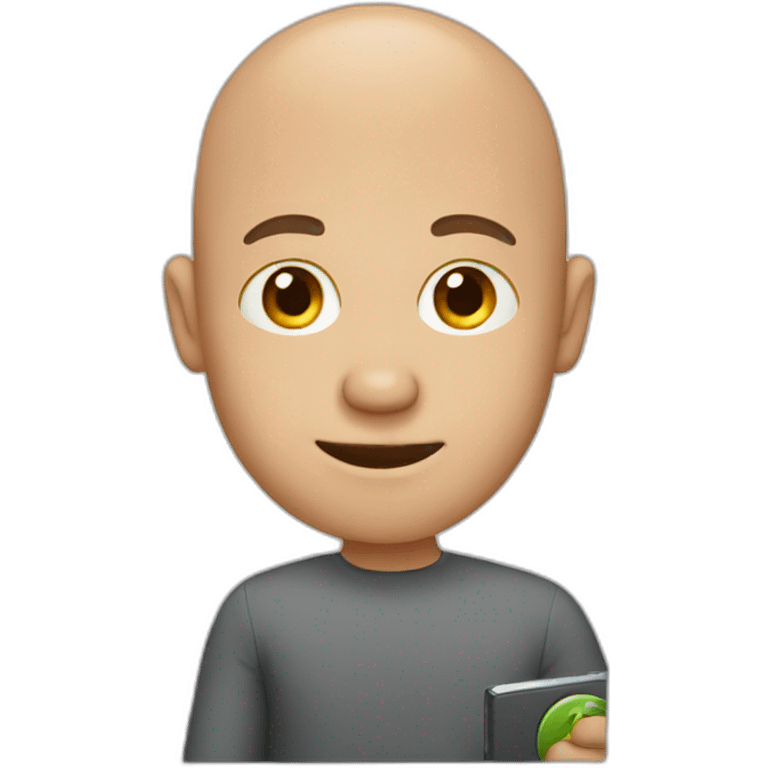 Bald guy holding iPad emoji