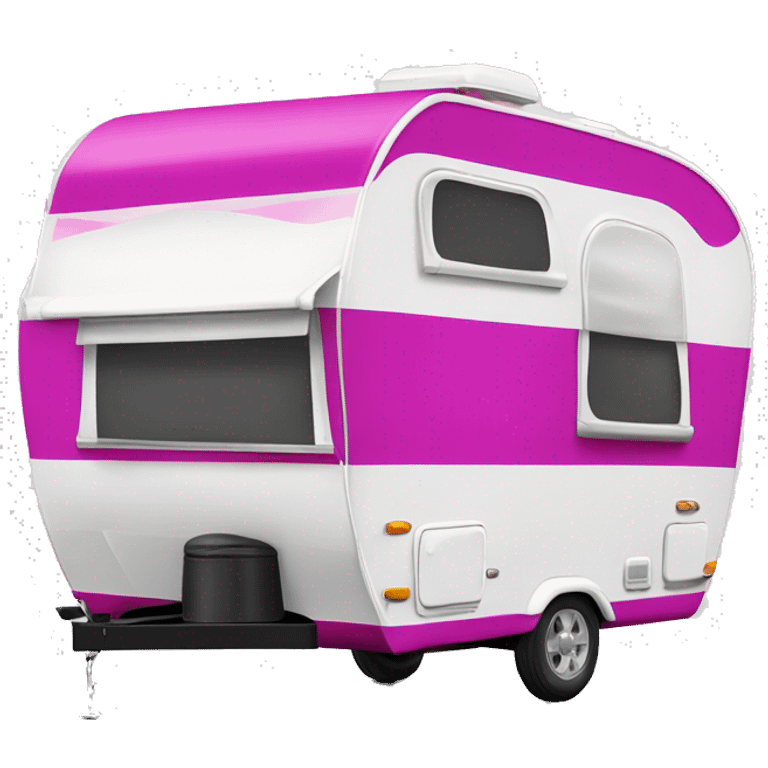 Realistic fuschia camping travel trailer isolated.  emoji