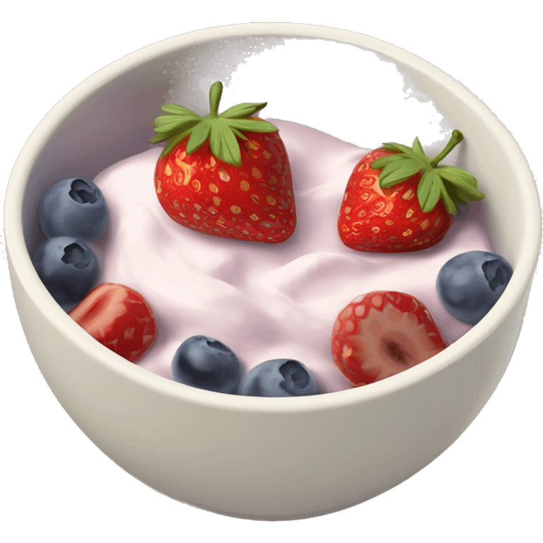 fruit yogurt bowl with strawberries and grapes emoji