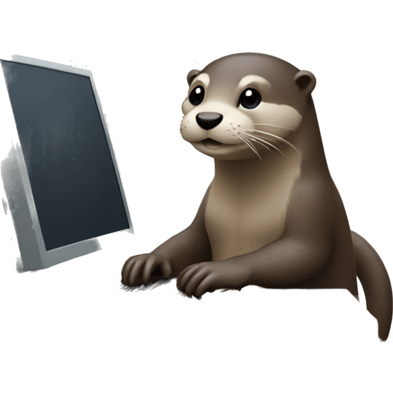 Otter working on computer emoji