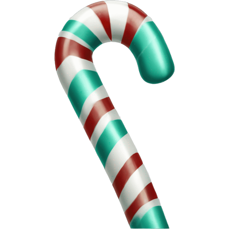 Realistic isolated single teal and white striped candy cane. emoji