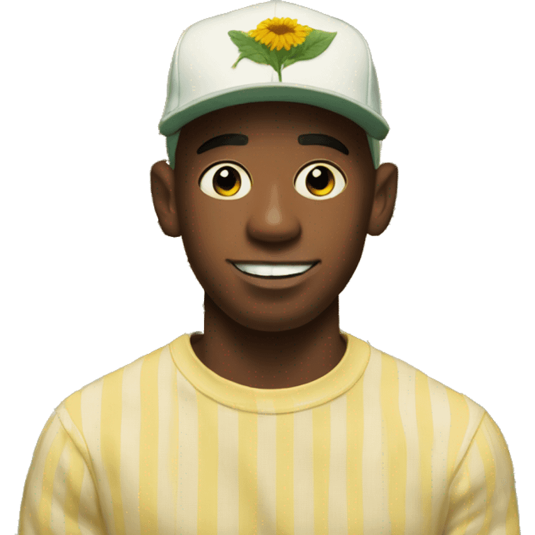 Tyler the creator with a one sunflower in background  emoji