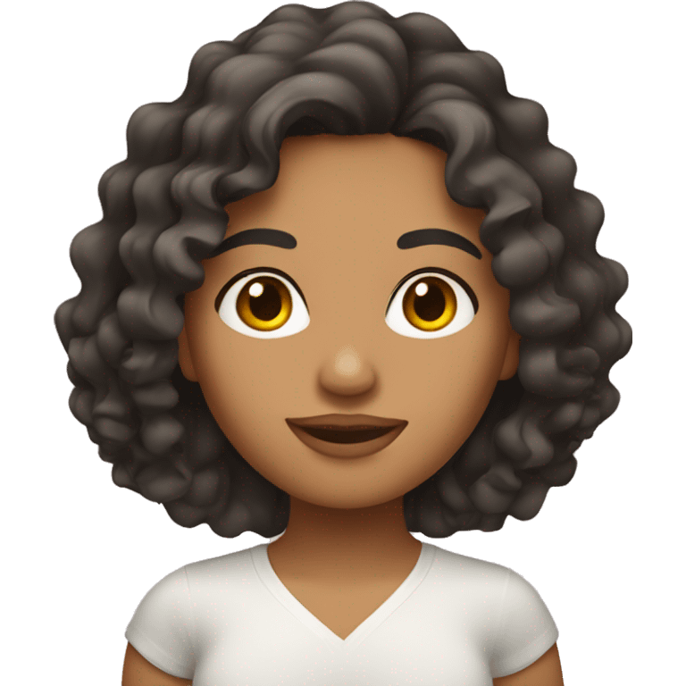 mexican girl with medium wavy curly hair  emoji