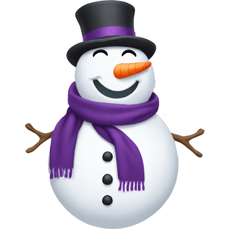 Snowman with purple scarf and hat emoji