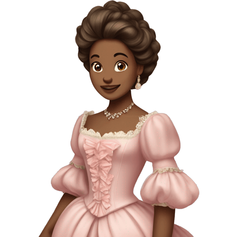 vintage rococo brown skin and brunette woman in a light pink gown  emoji