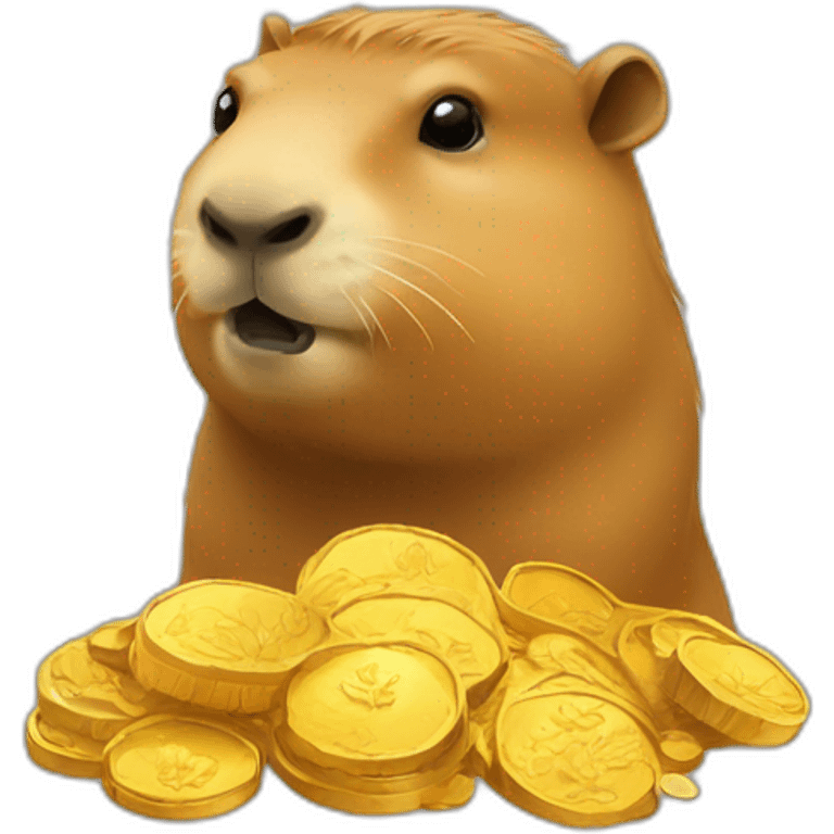 capybara and gold coins emoji