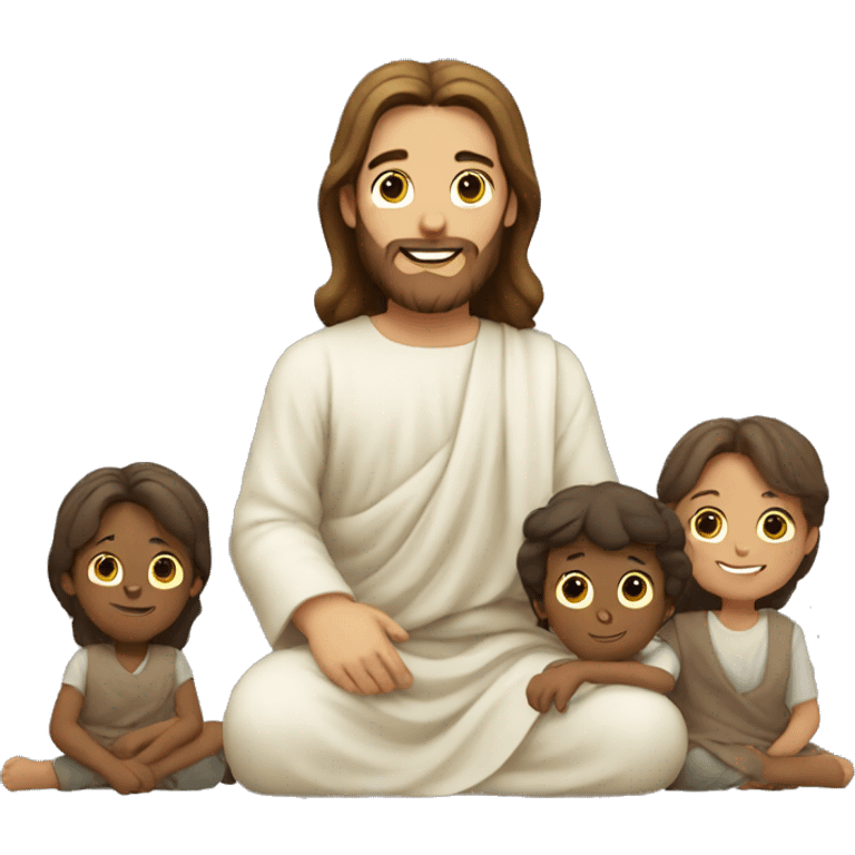 Jesus sitting with little kids happy emoji