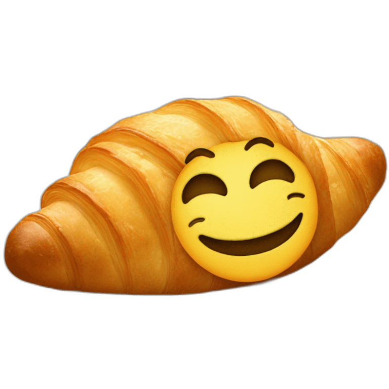 smiley hidding behind a croissant emoji