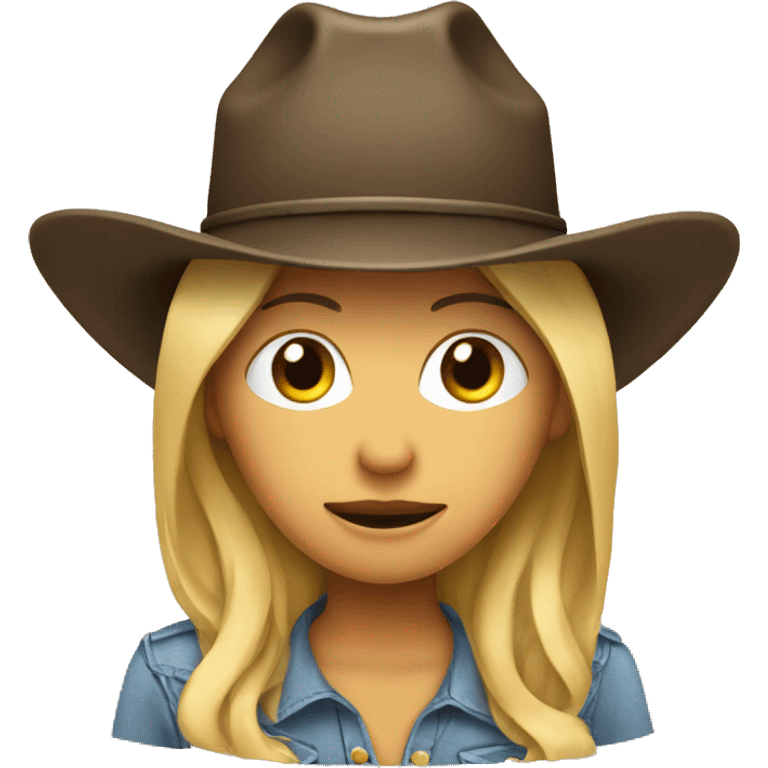 Female cowgirl with hat covering face emoji