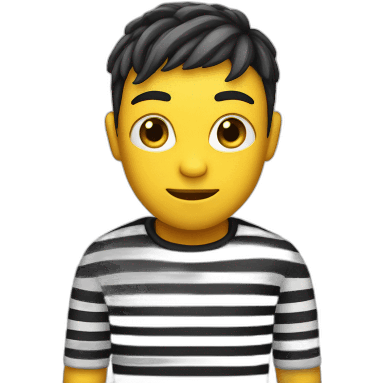 a yellow-skinned robber wearing a black and white striped t-shirt emoji