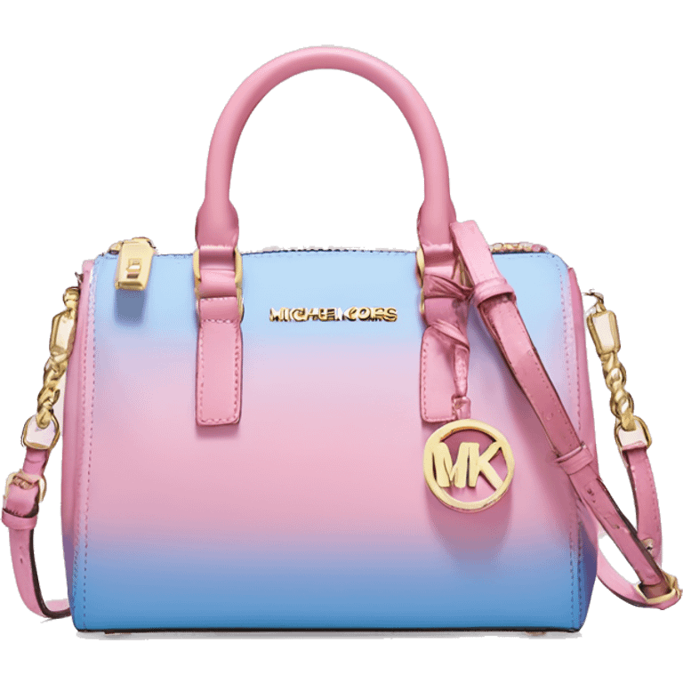 Realistic isolated pastel pink,pastel blue,bubblegum pink,and periwinkle ombre Michael Kors satchel purse.  emoji