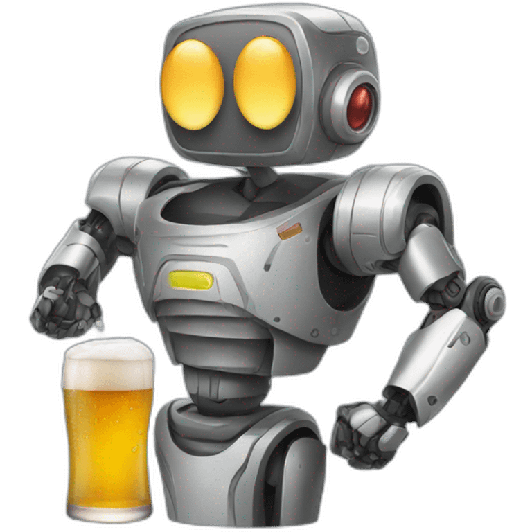 Robot drinking multiple beers emoji