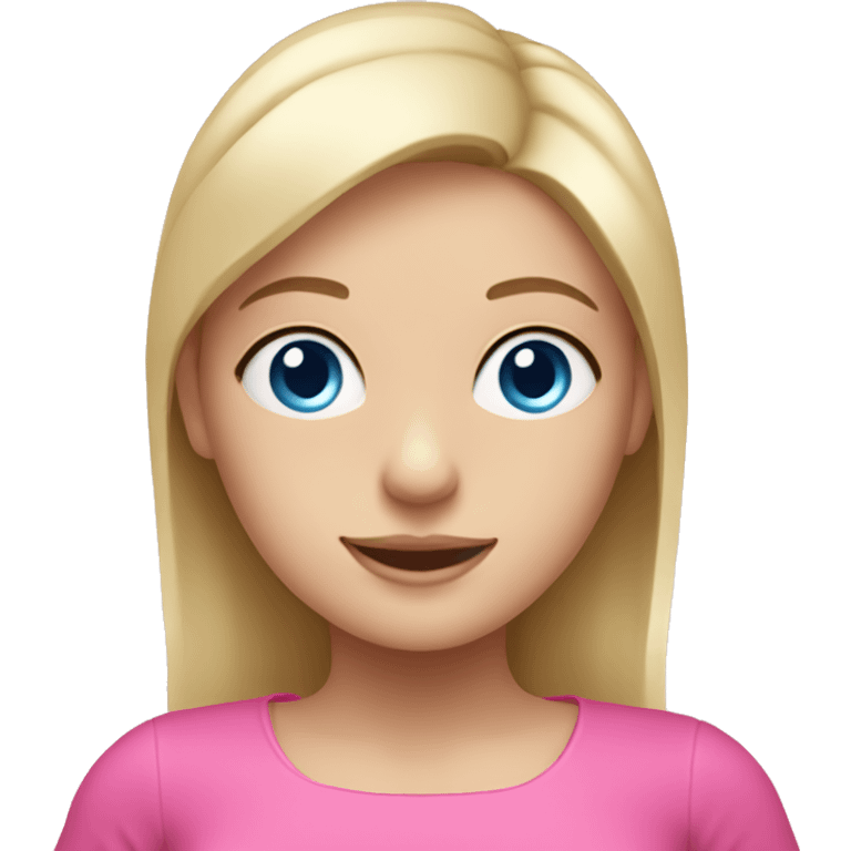 Blonde girl with blue eyes with a pink Pilates mat emoji