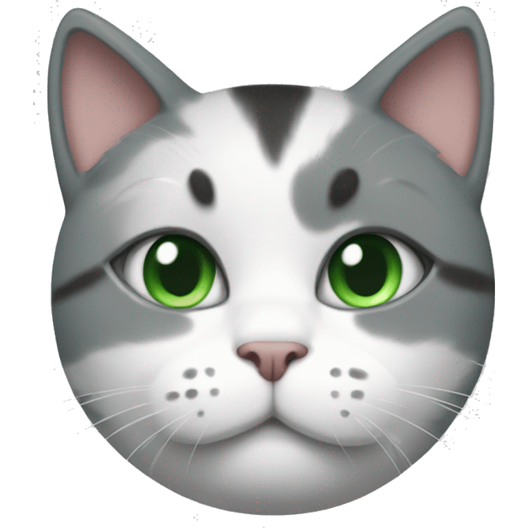 Grey and white cat with green eyes in a swim suit very fat cat emoji