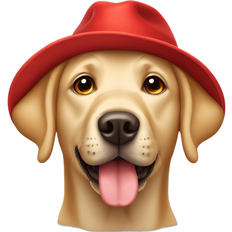 Labrador with a red hat emoji