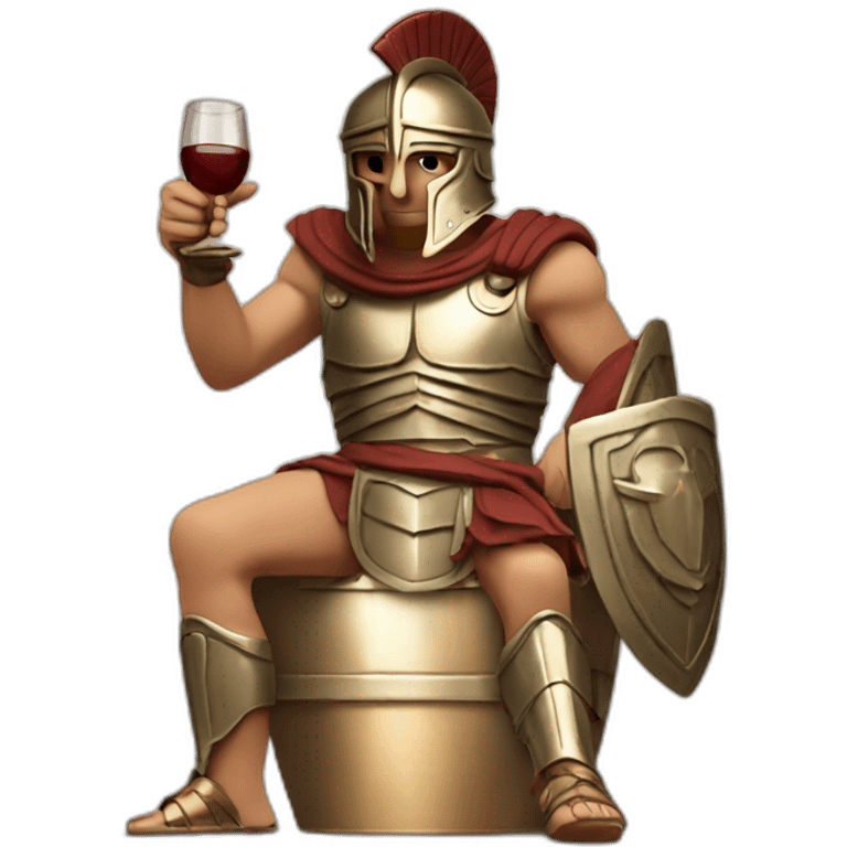 Greek Spartan drinking wine with bronze armour emoji