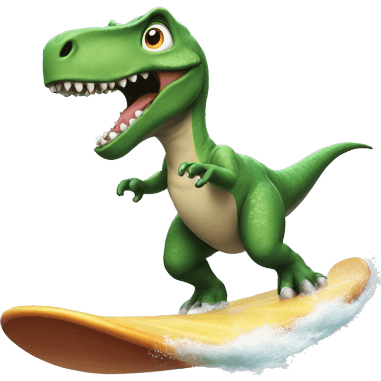 Dinosaur surfing emoji