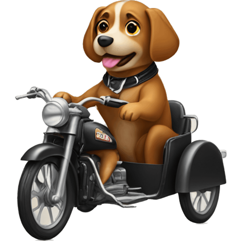 Dog riding in sidecar emoji