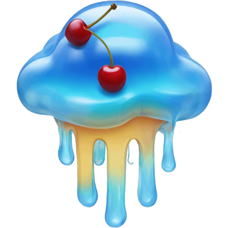 Blue sky jelly with a cherry on top and clouds emoji