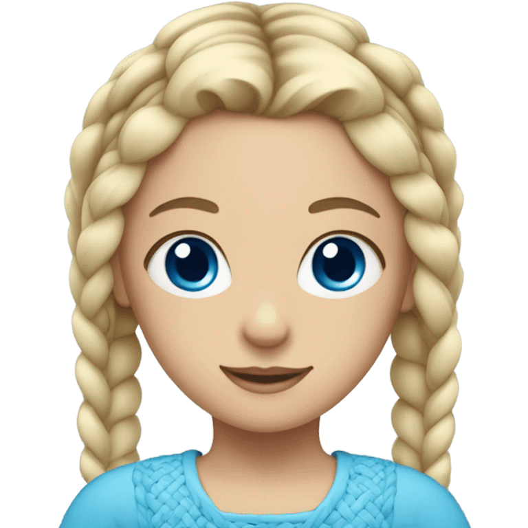 White blond girl with twin braids and blue eyes emoji