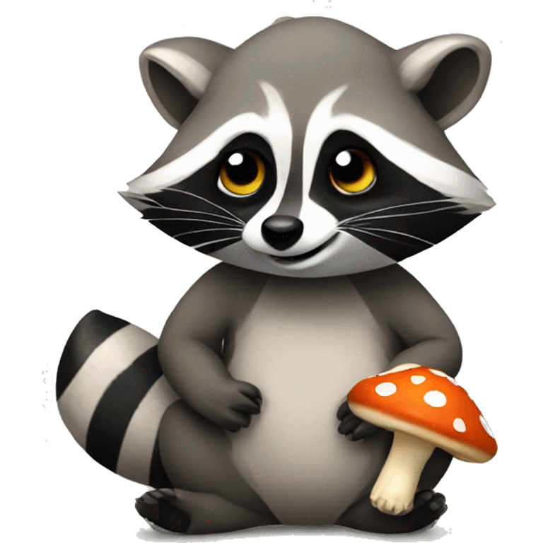 Raccoon holding mushroom emoji