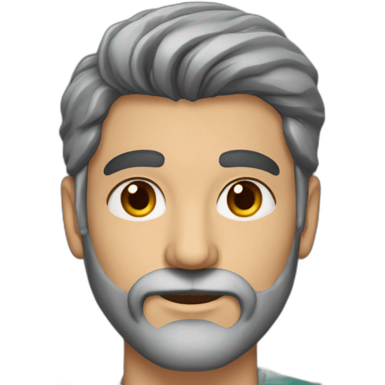 30s persian man, brown eyes, dark hair, grey beard emoji