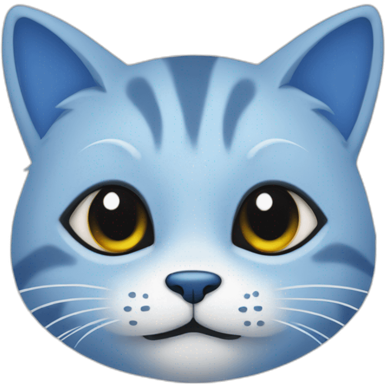 Blue simplistic sketch of a cute cat face emoji