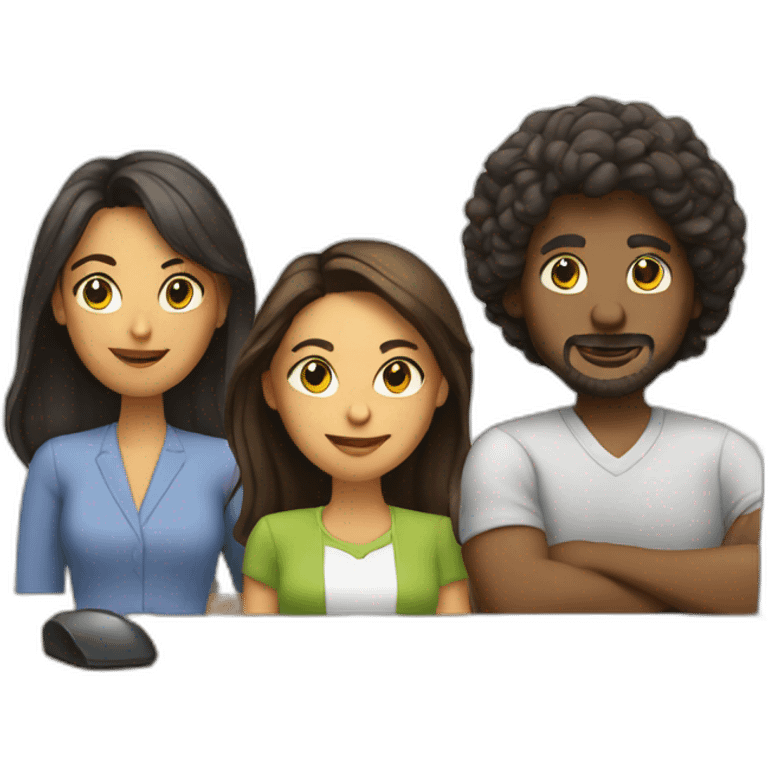 Several adults in front of a PC emoji