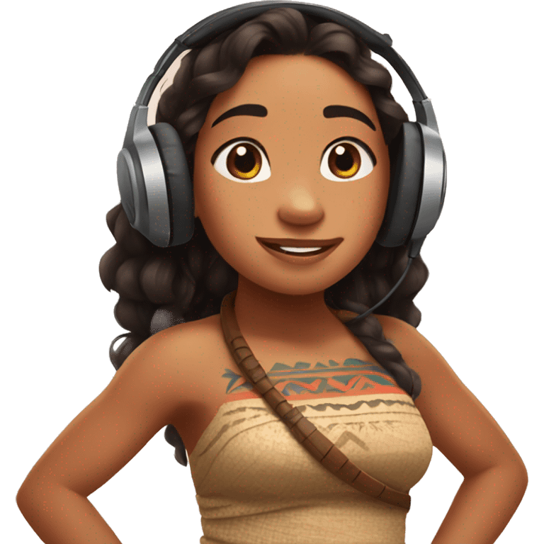 Moana wearing headphones  emoji