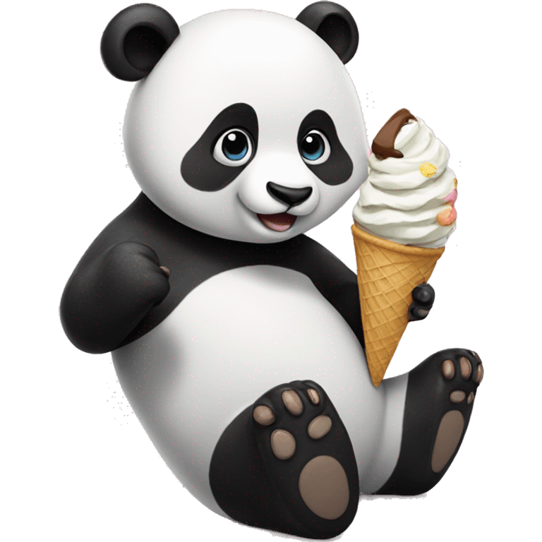 Panda eating ice cream emoji