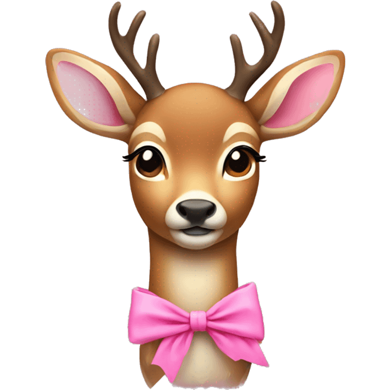 a deer with a pink bow around the neck  emoji